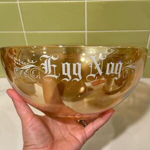Vintage Jeannette Glass “Egg Nog” Bowl – Iridescent / Marigold Color